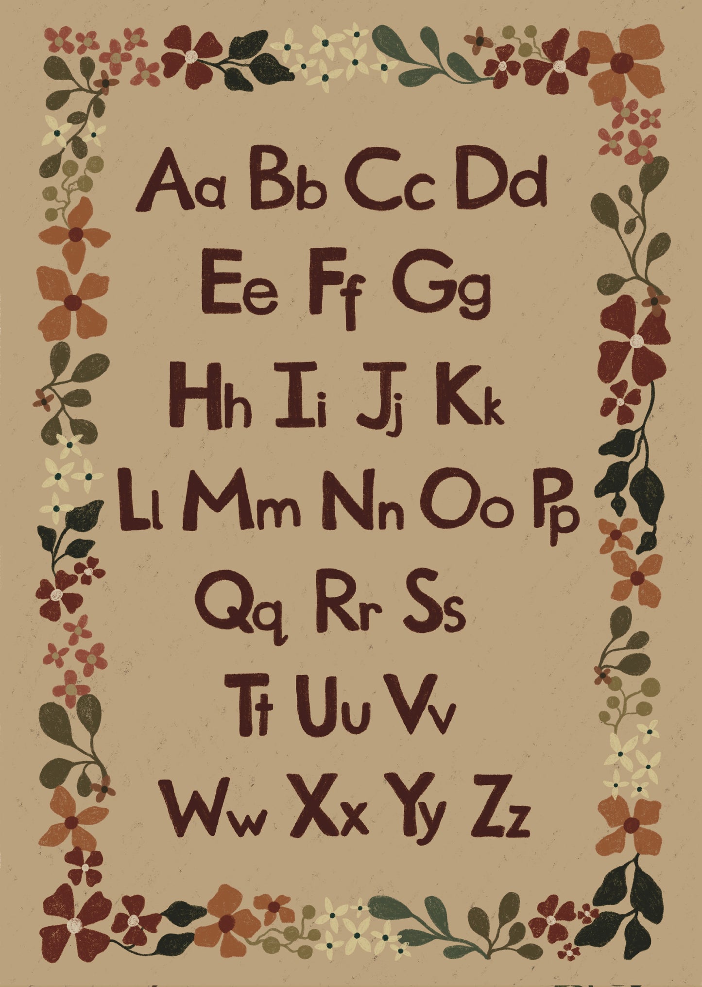 Alphabet Print - Flower Border